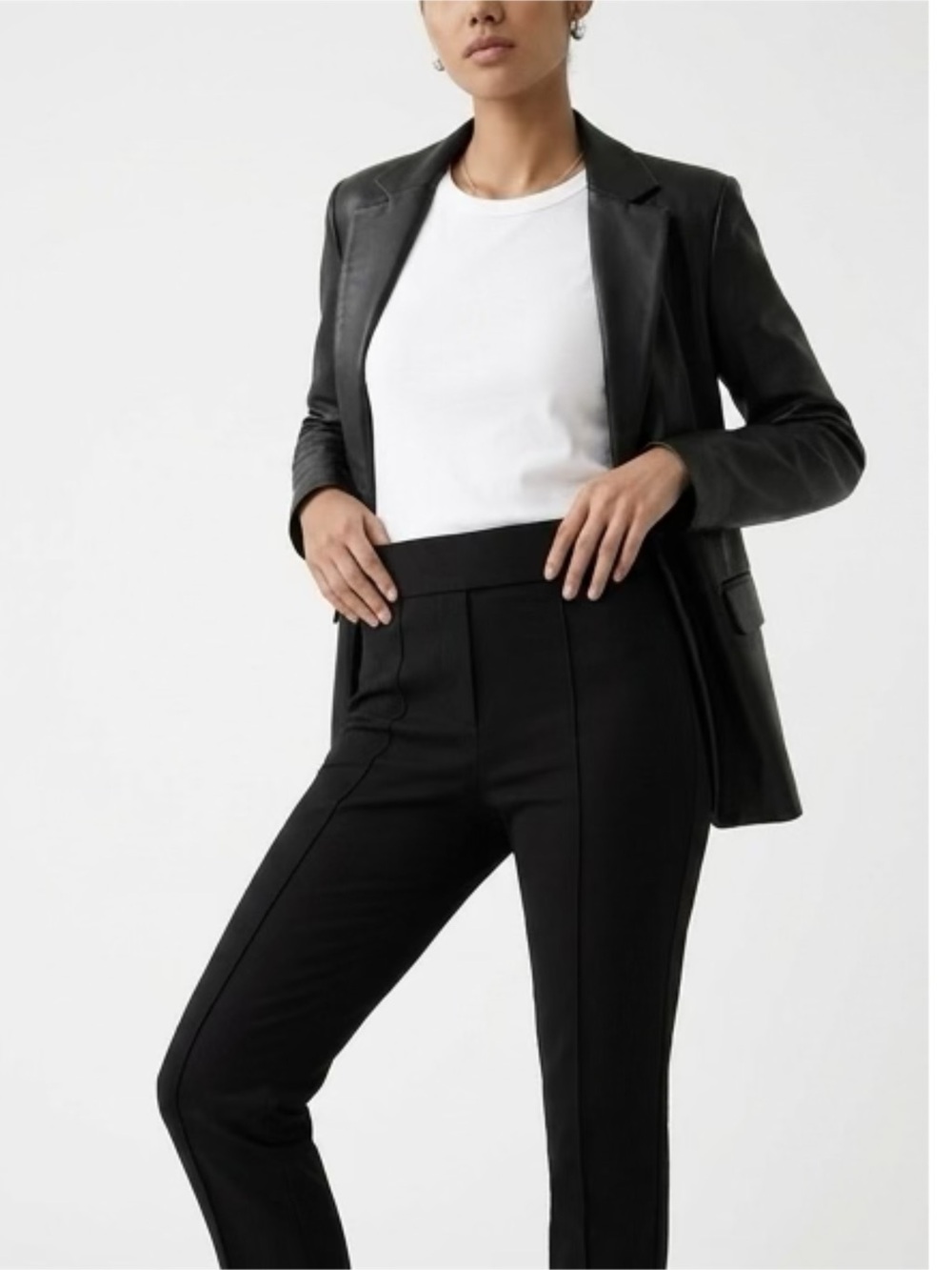 Anne Klein Black Tailored High-Rise Pants